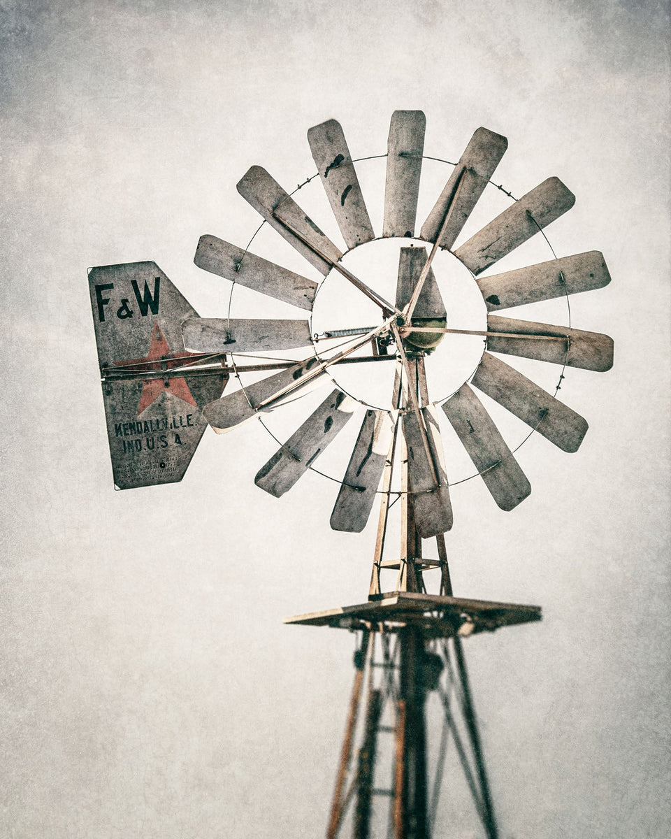 Vintage Landscape Art Print, Seaside Windmill - Farmhouse Wares