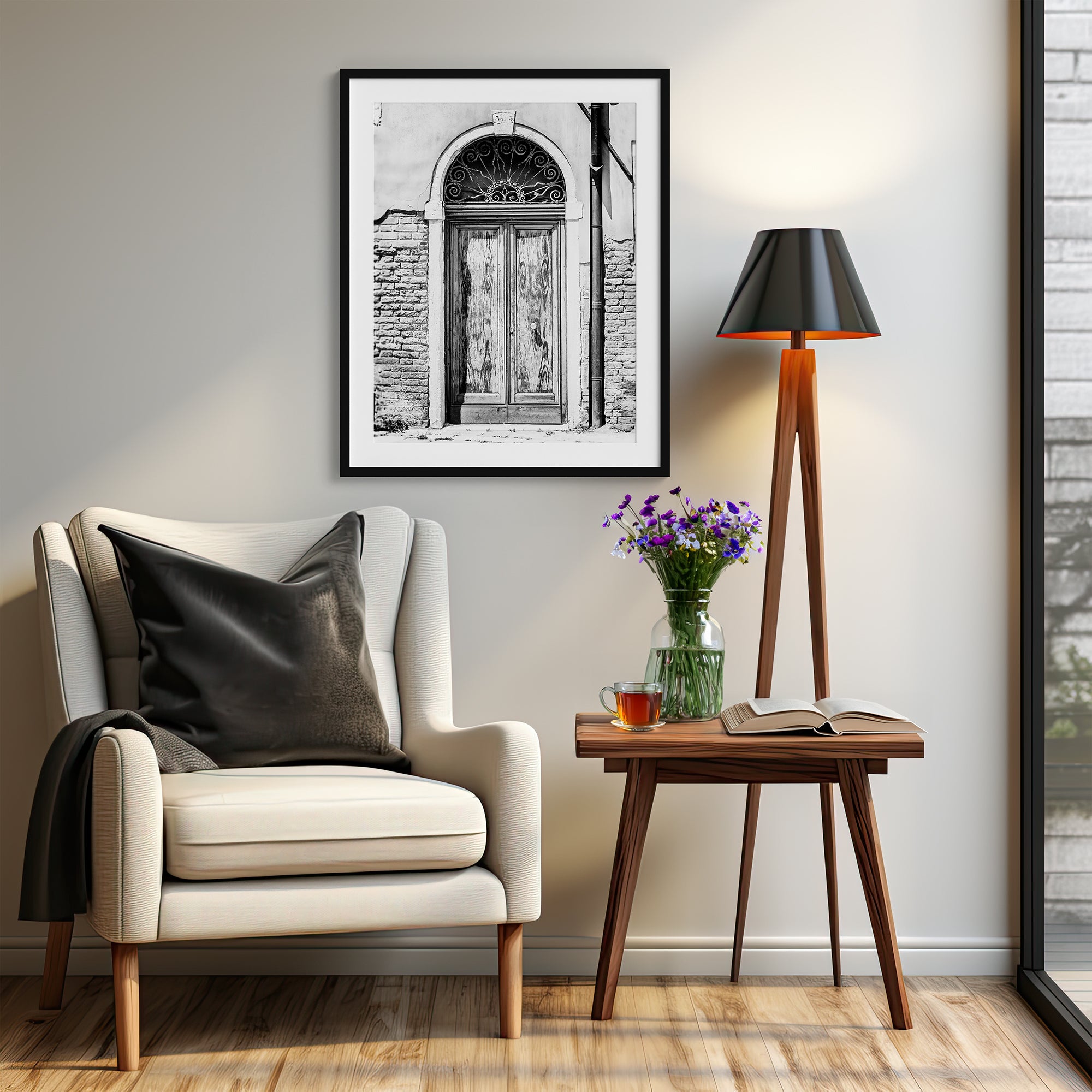 Black and White | Wrap Art Photography or Venice Fine Canvas Door Italy Print Russo Lisa Vintage