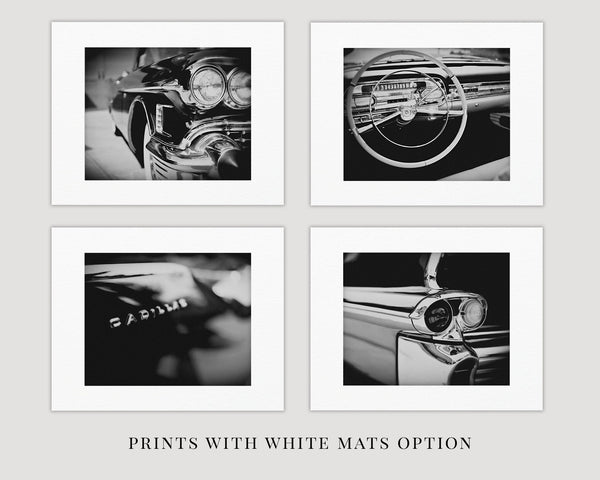 Lisa Russo Fine Art Vintage Car Photography Vintage Car Photography Prints - Set of 4 - Black and White Mid-Century Modern Decor