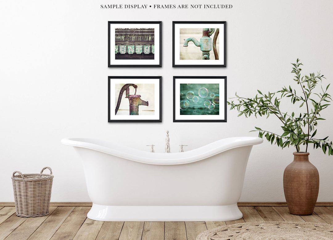 Bathroom Wall Decor | Bubbles, Sign and Water Pumps Art Print Set ...